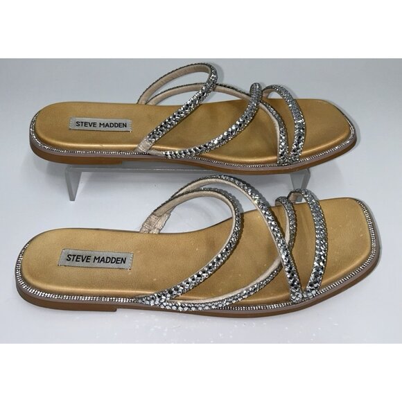 Steve Madden Women's Size 9 SPICE Rhinestone Blinging Sparkly Sandals -Worn Once - Picture 2 of 8